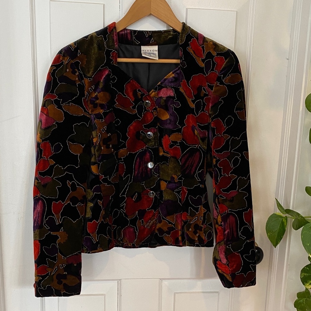 Velvet Great Britain Made Vintage Floral Blazer Fitted Dari Romantic formal - Picture 2 of 15
